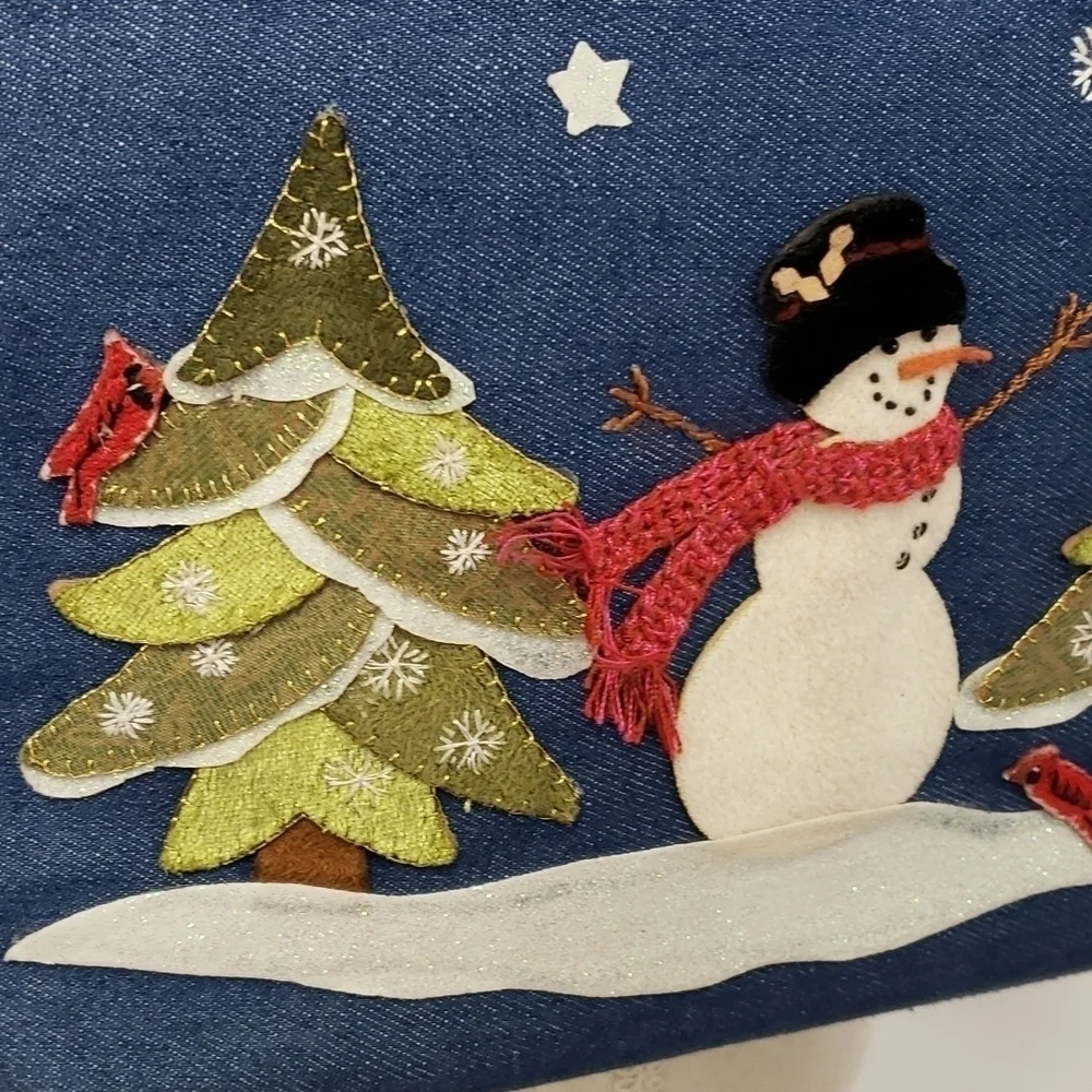 Cappelli Straworld Inc Bag 2008 Snowman Decor 100% Cotton Denim GUC - Picture 4 of 14